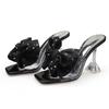 2025 Summer High Heels Women Modern Sandals Flowers Shoes Brand Ladies Sandals Party Thin Heel 10cm Black Blue Plus Size 42