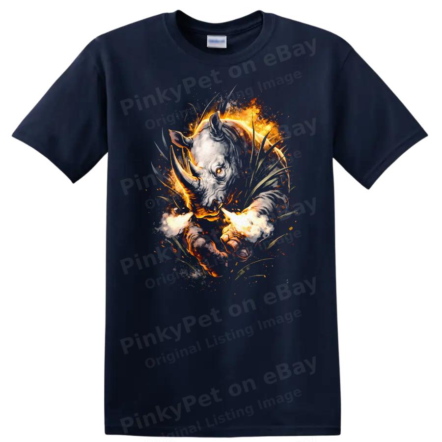 Rhinoceros Graphic T Shirt Fierce Animal Design Wild Nature Tee
