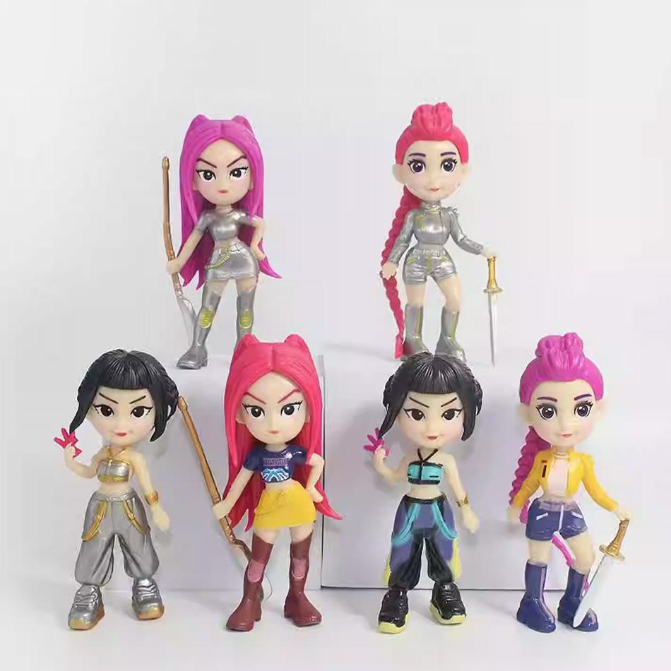 6pcs/set Kpop Devil Hunter Action Figure Set Derpy Tiger Rumi Mira Zoey Cute Dolls Collectible Figurines Fans Gift