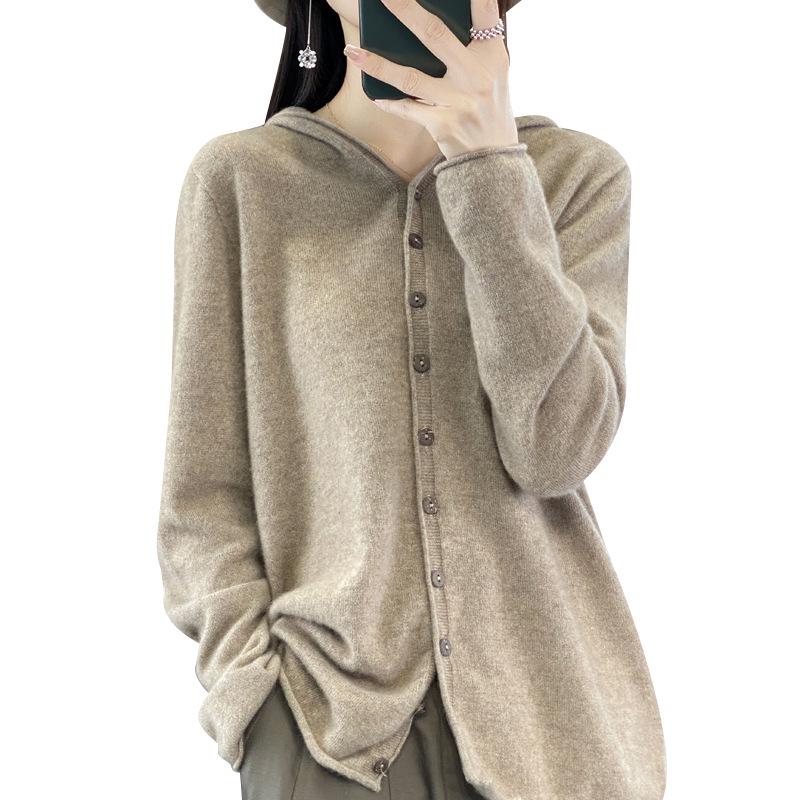 Women's Loose Knit Wool Cardigan Sweater - Autumn/Winter Casual Top