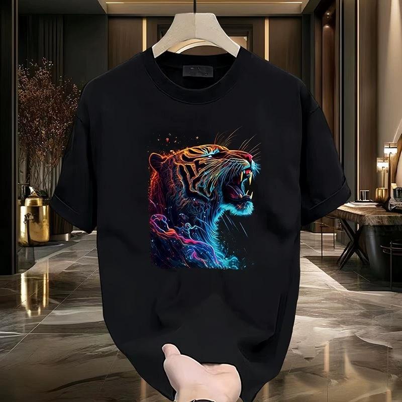Unisexs Fitted Cotton Tshirts 5XL Black T Shirt Summer Wear Casual for Unisex Anime Tiger Print Tee Shirts White Unisex Clothing