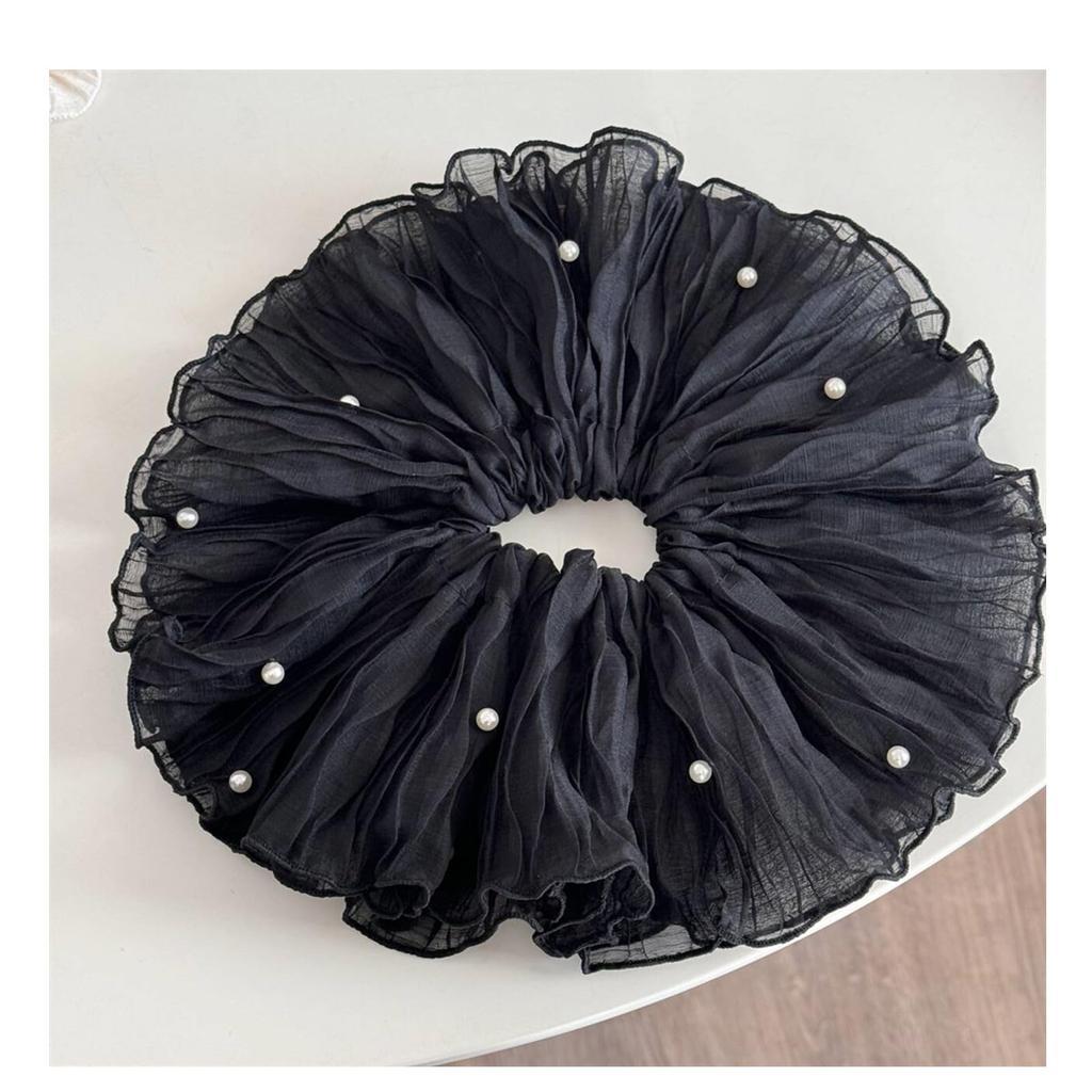 Langzu Large Pearl Satin Hair Elegant and Stylish for Everyday Leaves No Adds Volume to Hair Scrunchies, Ties, Use, 2-Piece Set, Marks, Hair, Women's