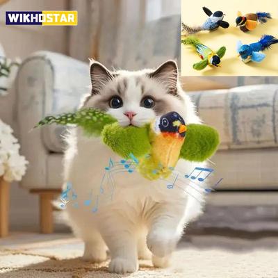 Indoor Interactive Birds Toy for Cat Chasing Teasing Toy Sounding Catnip Cat Teaser Toy Self-hilarity Wall Hanging Birds Cat Toy