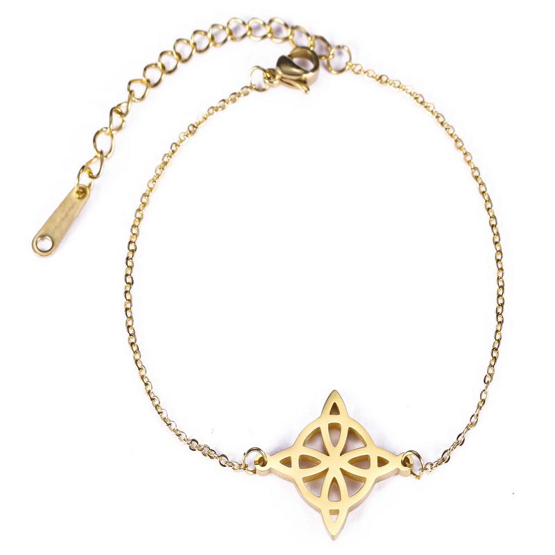 Trendy Adjustable Double Layer Witch Knot Bracelet for Women - Stainless Steel Hand Jewelry