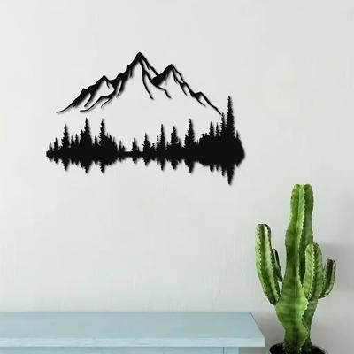 1pc Mountain and Forest Metal Wall Art - Hill and Trees Wall Decor - Nature-Inspired Decoration - Elegant Metal Wall Accent