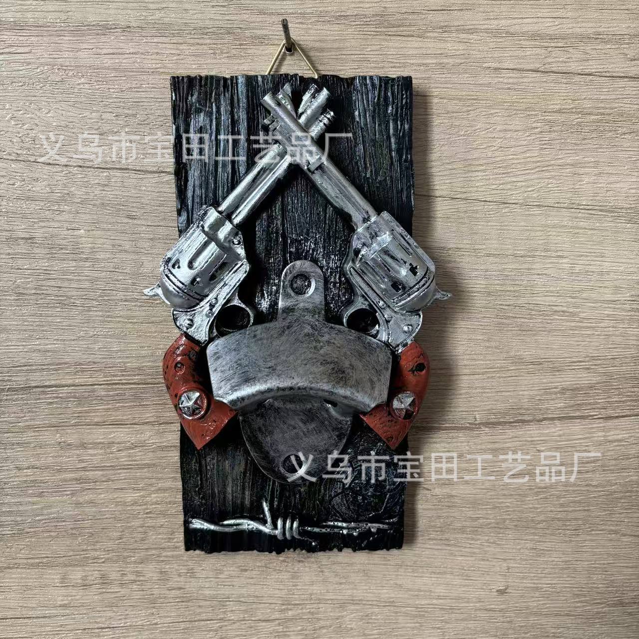 

New resin statue pendant home refrigerator party double gun hanging board beer bottle opener ornament pendant