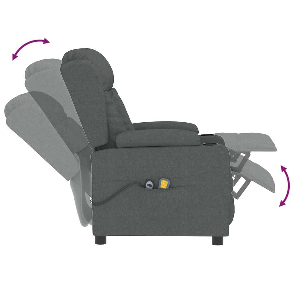 Electric Massage Recliner Dark Grey Fabric