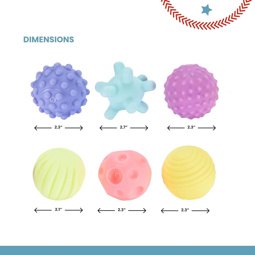6PCS Textured Balls for Baby Sensory Play 6-12 Months, Activity Multi Soft Ball, Montessori Shower Toys for Toddlers 1-3 Years
