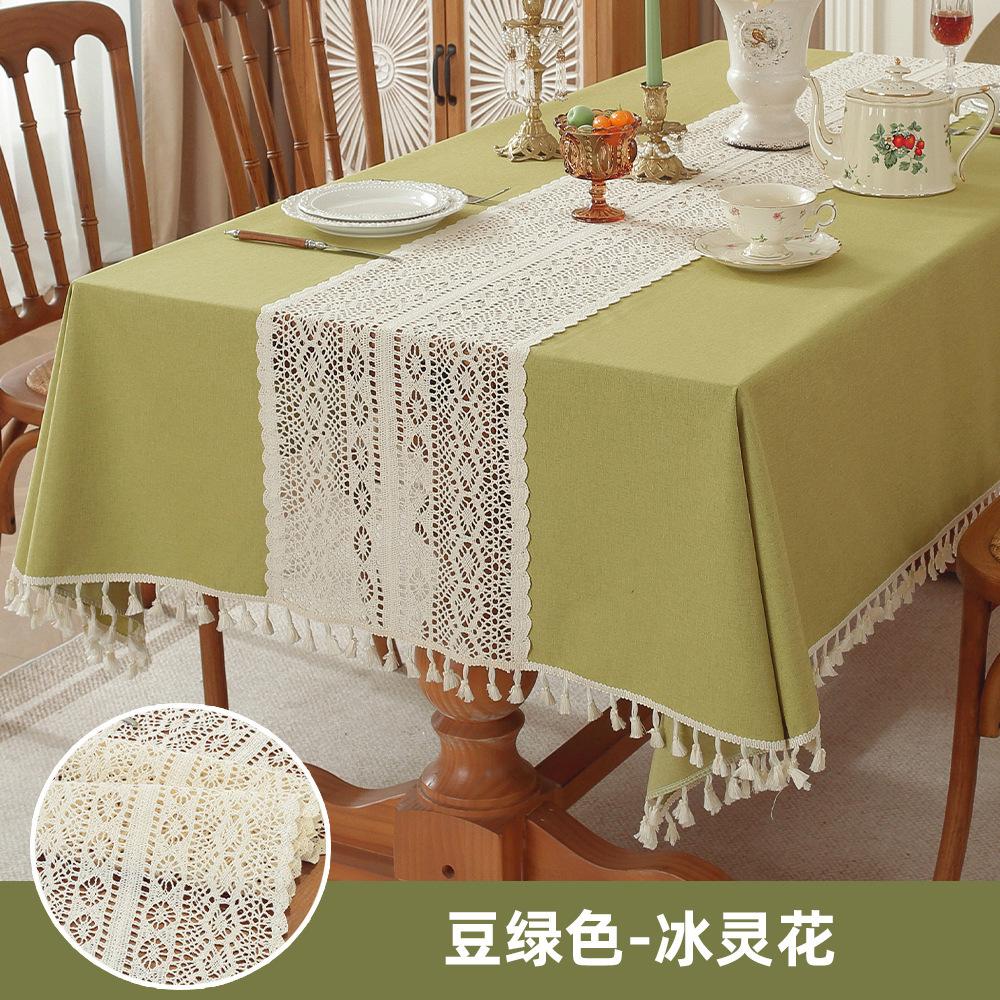 Popular Household Dining Table Tablecloth Decoration Imitation Cotton And Linen Coffee Table Towel Square Hollow Embroidered Tablecloth