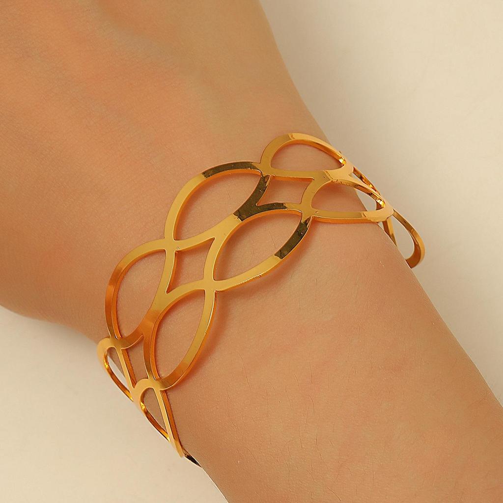 Bold Leopard Print Geometric Bangle & Ring Set - Adjustable Hand Jewelry for Women