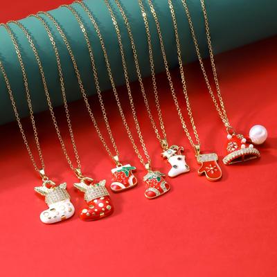 Festive Socks, Hat, Gloves & Necklace Set - Non-Fading European & American Hot Selling Jewelry