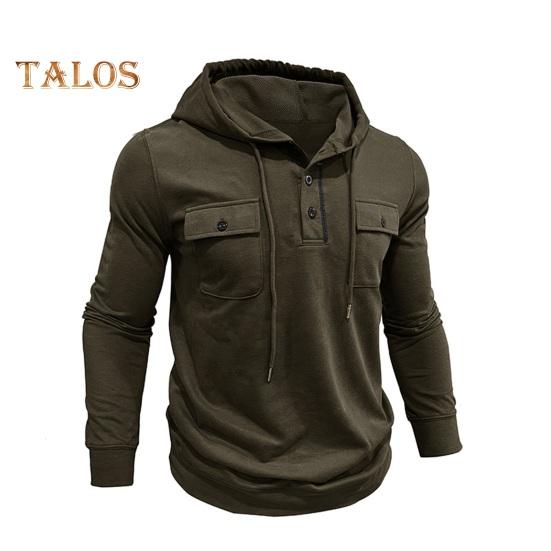 Höst Vår Herr Topp Dragsko Bröstfickor Knäppt Huva Långärmad Enfärgad Elastisk Manschett Mellång Längd Sport Casual Hoodie
