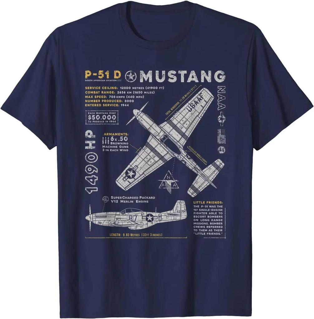 P-51 Mustang _ North American Aviation Vintage Fighter Plane Men T-Shirt Short Casual 100% Cotton Shirts