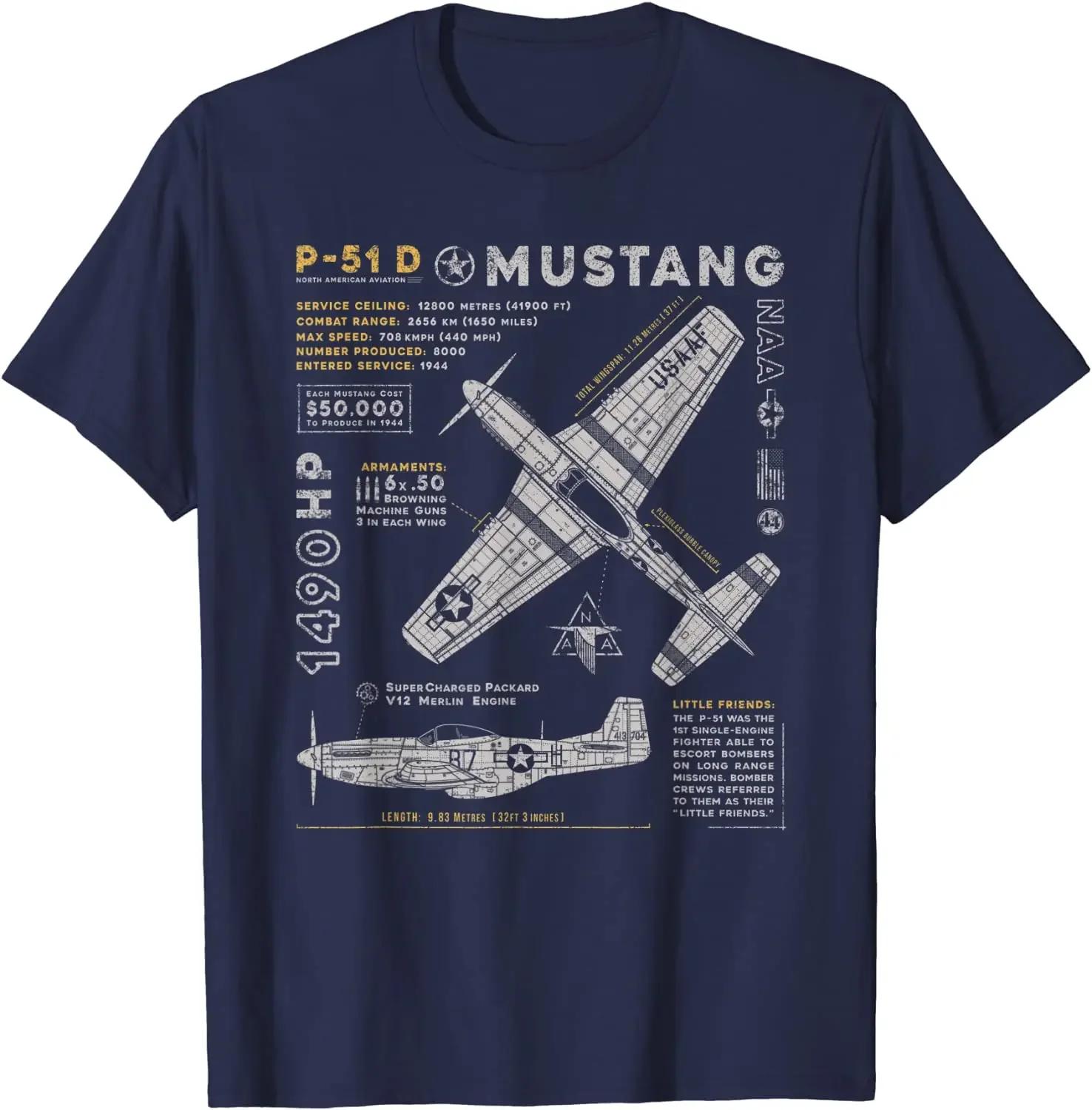 

P-51 Mustang _ North American Aviation Vintage Fighter Plane Men T-Shirt Short Casual 100% Cotton Shirts XXXXXL чорний