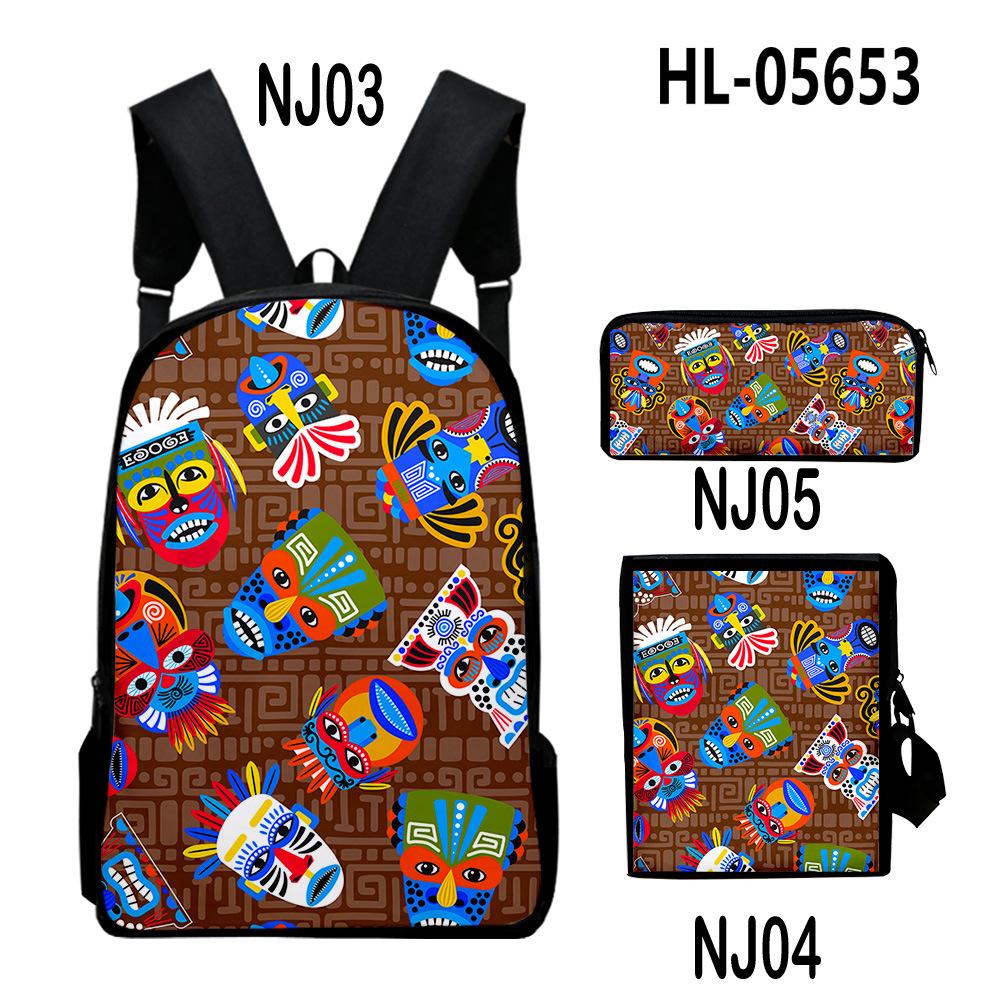 Trendy Popular Tribal patterns 3D Print 3pcs/Set pupil School Bags Laptop Daypack Backpack Inclined shoulder bag Pencil Case