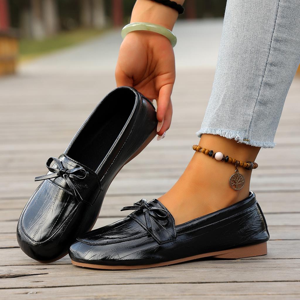 Lazy Single Shoes Women's Bow Soft-soled Shoes 2025 Autumn New Flat Casual Shoes