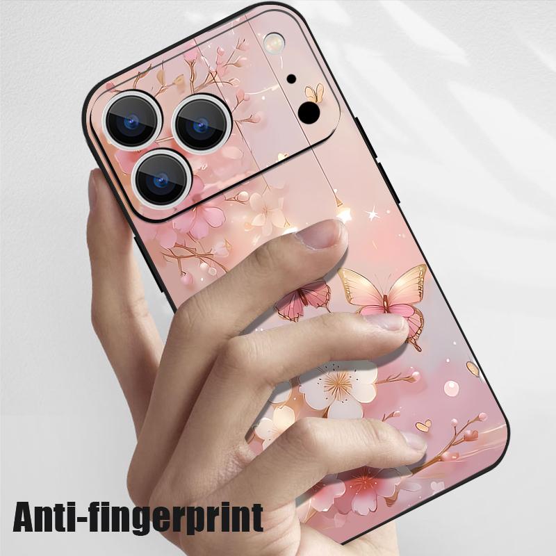For iPhone 17 Pro Max Case Dream Butterfly Floral Pattern Soft Silicone Lanyard Cover For iPhone 16 Pro Max Cover iPhone 15 14 13 12 11 16E