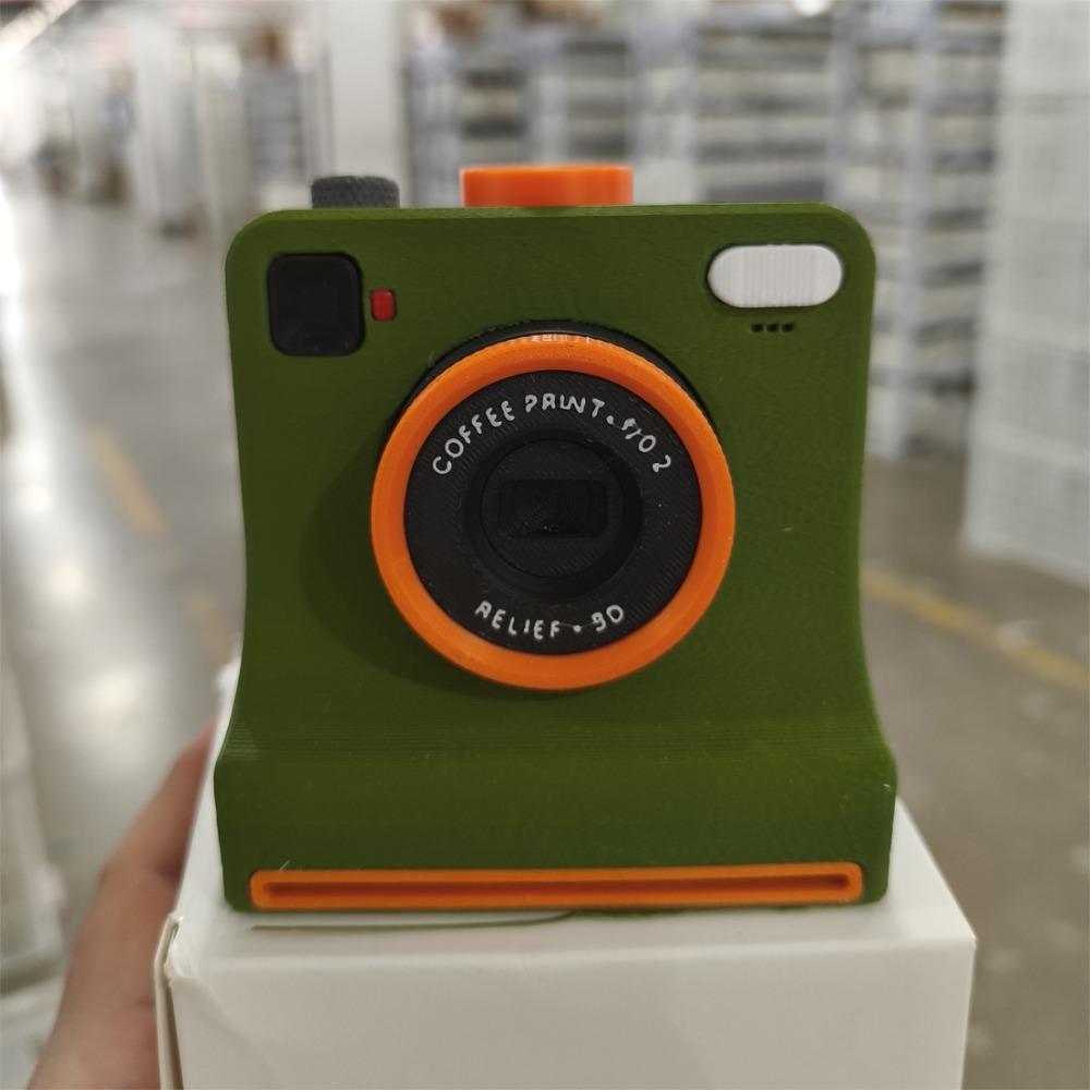 Funny 3D Printed Latte Camera Vintage Look One Touch Press Coffee Powder Print Camera Replaceable Cards Plastic
