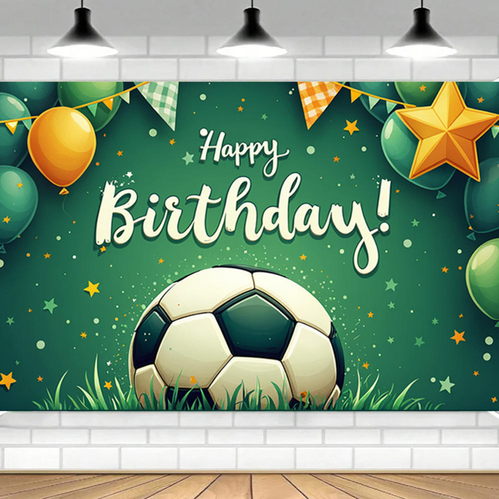 10th/7th/9th birthday banner with soccer ball, party supply, decorations, backdrop for birthday party decorations, photography accessories. 220x110cm