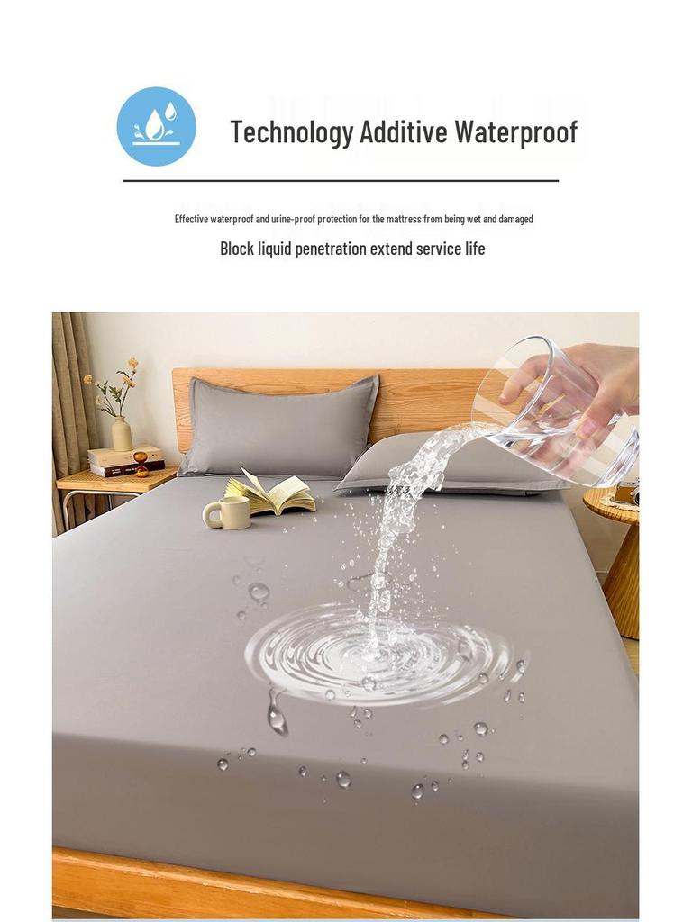 Waterproof & Breathable Raw Cotton Fitted Sheet Set - Single, Skin-Friendly, Solid Color, Urine-Proof, Full Wrap Protective Cover