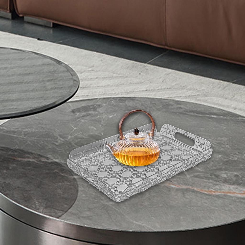 Rectangle Serving Tray Decorative Display Clear Tea Water Plate Rectangular Art for Kitchen