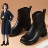 European and American thick heel velvet warm soft sole comfortable Martin boots women's winter new middle-aged mother short boots