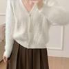 European Faux Mink V-Neck Soft Knit Cardigan Sweater - Plush Loose-Fit for Autumn/Winter