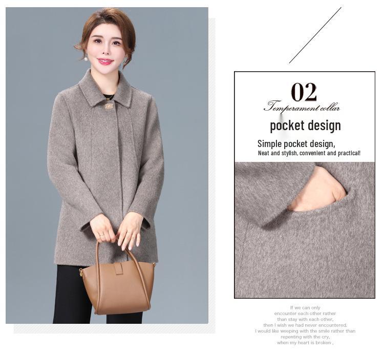 Double-Sided Cashmere Coat for Women - High-End Pure Wool Autumn & Winter Outerwear, Short Mid-Aged Women's Jacket