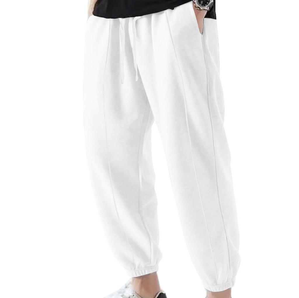 2025 new solid color large size casual pants men's summer trend casual loose leggings men's