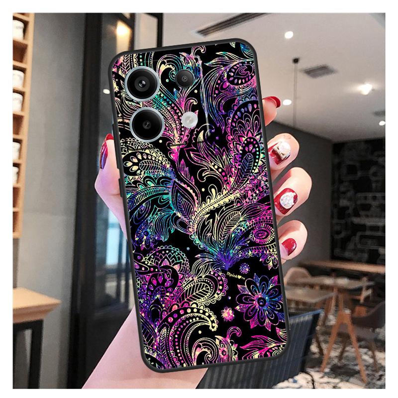 Indian Floral Henna Mandala Case For Xiaomi Redmi 12 13 C 9C 10C Redmi Note 13 Pro 9 10 11 12 9S 10S 11S 12S Back Cover