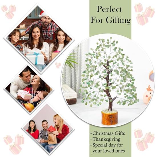 Grüner Jade-Kristallbaum, Glücksbringer, Schaustück für Wohndekorationsartikel, Kristalle, Edelsteine, Bonsai-Geldbaum für Glück, Dekorationsgeschenk, Silberdraht