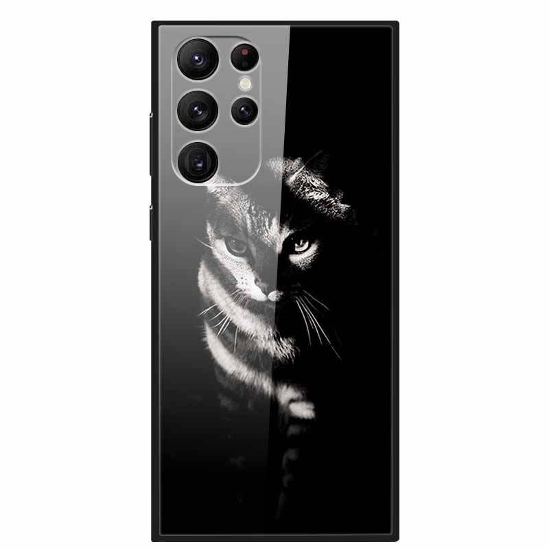 Gehärtetes Glas Cover Für Samsung S23 Ultra 5G Hülle S 23 Luxus Hartes Funda für Samsung Galaxy S23 Plus Ultra 5G Bemaltes Coque S23