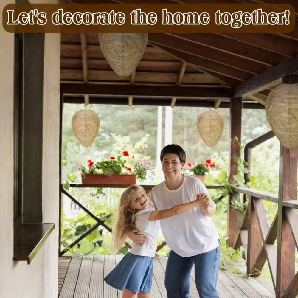 Reusable Fake Wasp Nest Eco-Friendly Bee Decoy Natural Repellent Beehive Lantern Patio