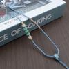 Handwoven Adjustable Jade Pendant Lanyard Necklace - Thin Gold Rope Style