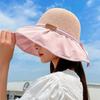 Summer sunscreen vinyl bow sun hat women's Japanese and Korean hat UV protection big eaves face covering sun empty top hat