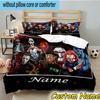 3PCS Custom Name Horror Characters Bedding Set, Bedding Set Including 1pc Duvet Cover And 2pcs Pillowcases for Bedroom,Dormitory Gift
