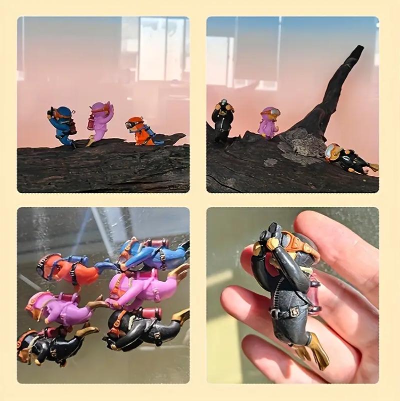 Mini scuba diver figurine diving action figure aquarium decoration art fish tank creative landscaping accessories