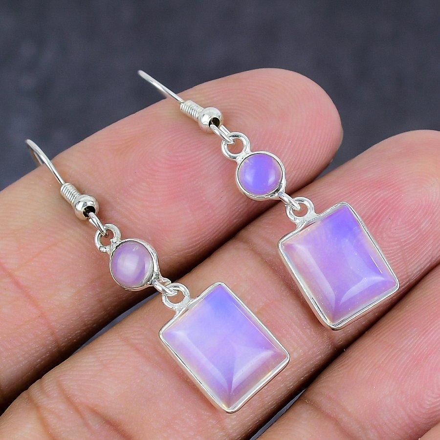 Milky Opal Handmade 925 Sterling Silver Jewelry Earring 1.65" C1B21