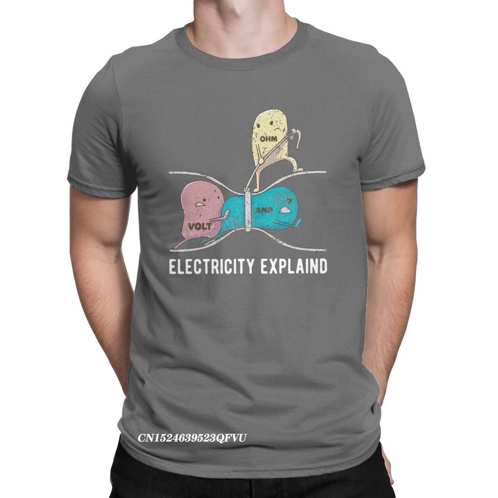 Electricity Explained Ohm Volt Amp Physics Nerd Tee Shirt For Men Ohm's Law Vintage Pure Cotton Tees Tops T Shirts Classic Tops