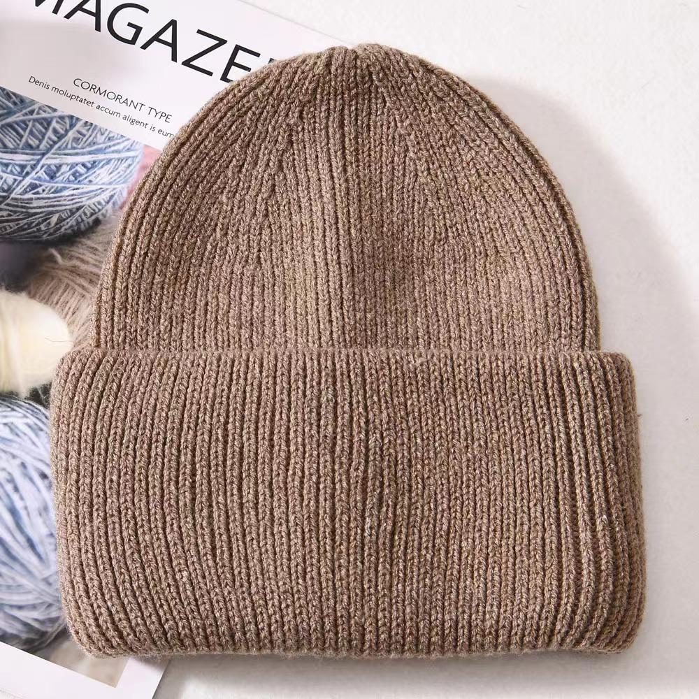 Unisex Luxury Fluffy Winter Wool Cashmere Knit Beanie Ribbed Striped Skully Hat Custom Logo for Men Women's Beach Wear