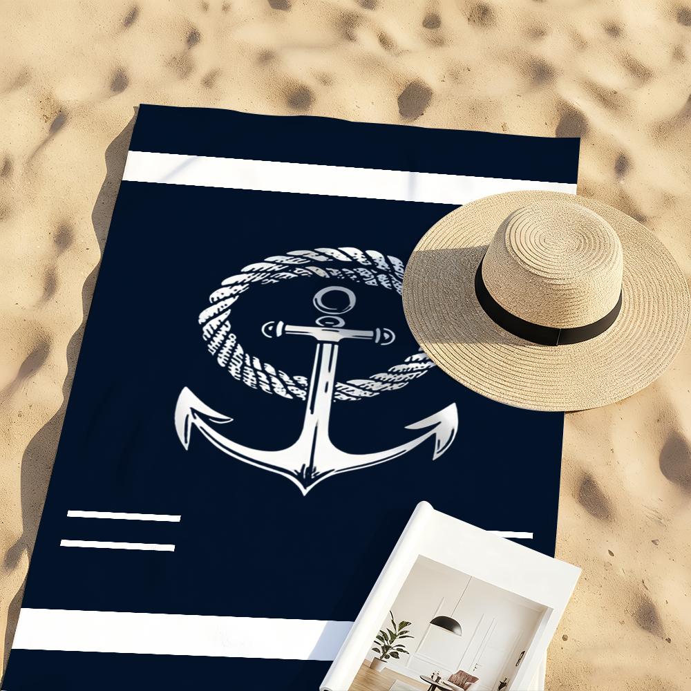 Nautical with Anchor and Rope Design Towel For Swim Yoga Gym Quick Drying Soft and Skin-friendly Beach Towels All-Season