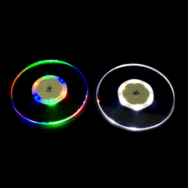 Acrylic LED Coaster Set with Changing Modes Flashing Light Base for Drinks Bar Home Party Decoration and Ambient Table Lighting