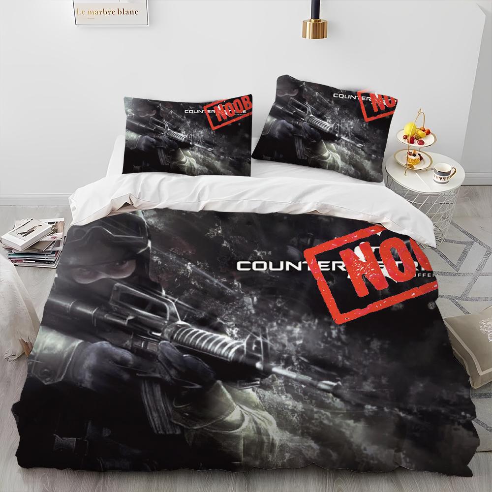 CS GO,Game Gamer,Counter Strike Comforter Bedding Set,Duvet Cover Bed Set Quilt Cover Pillowcase,king Queen Size Bedding Set Kid