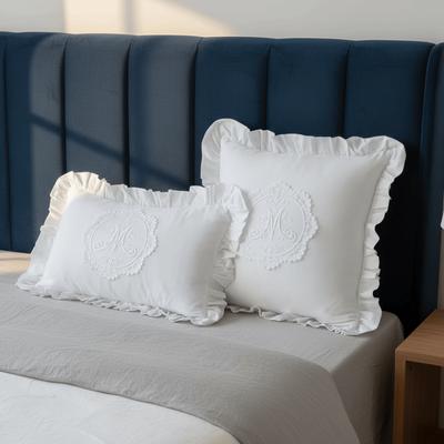French Lace Cushion Cover with Lotus Frill Bedroom Pillow Shell Comfortable Pillow Cover
