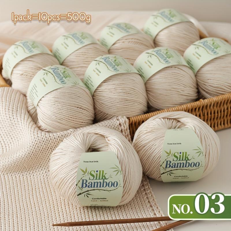 Hochwertiges Bambusgarn  Ultraweich, Bequem, Geeignet für Häkeln, Stricken, Pullover, Schals, Mützen, Handschuhe und Bunte Spielzeuge 5PCS beige
