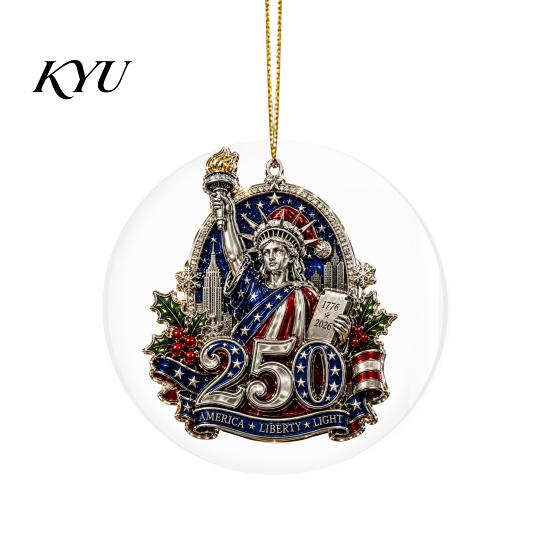 Decorative Mantel Fence Accents 250th Anniversary Acrylic Hanging Ornament, Double Side Printed Festive Holiday Decor Christmas Door Window