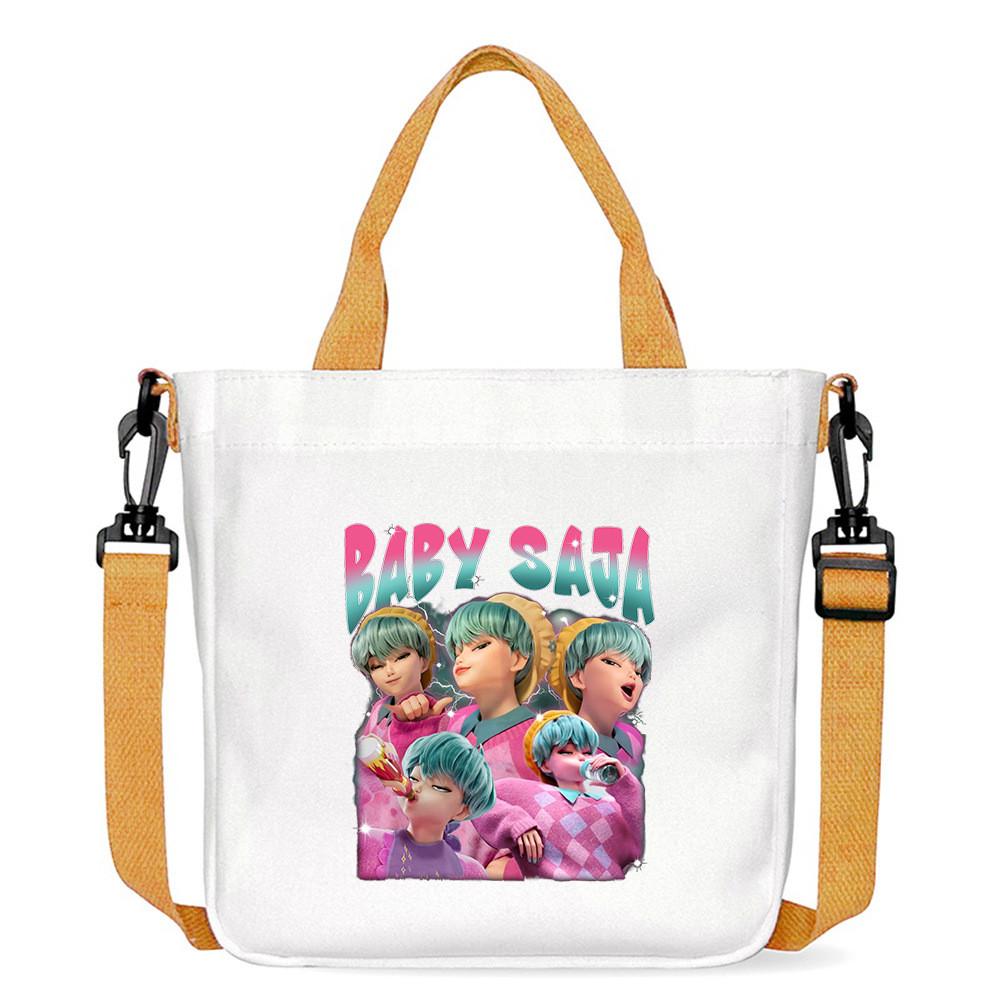 Kids Girls Kpop Hunters Derpy Rumi Zoey Mira Printed Student Lightweight Crossbody Bag Casual Canvas Shoulder Bags