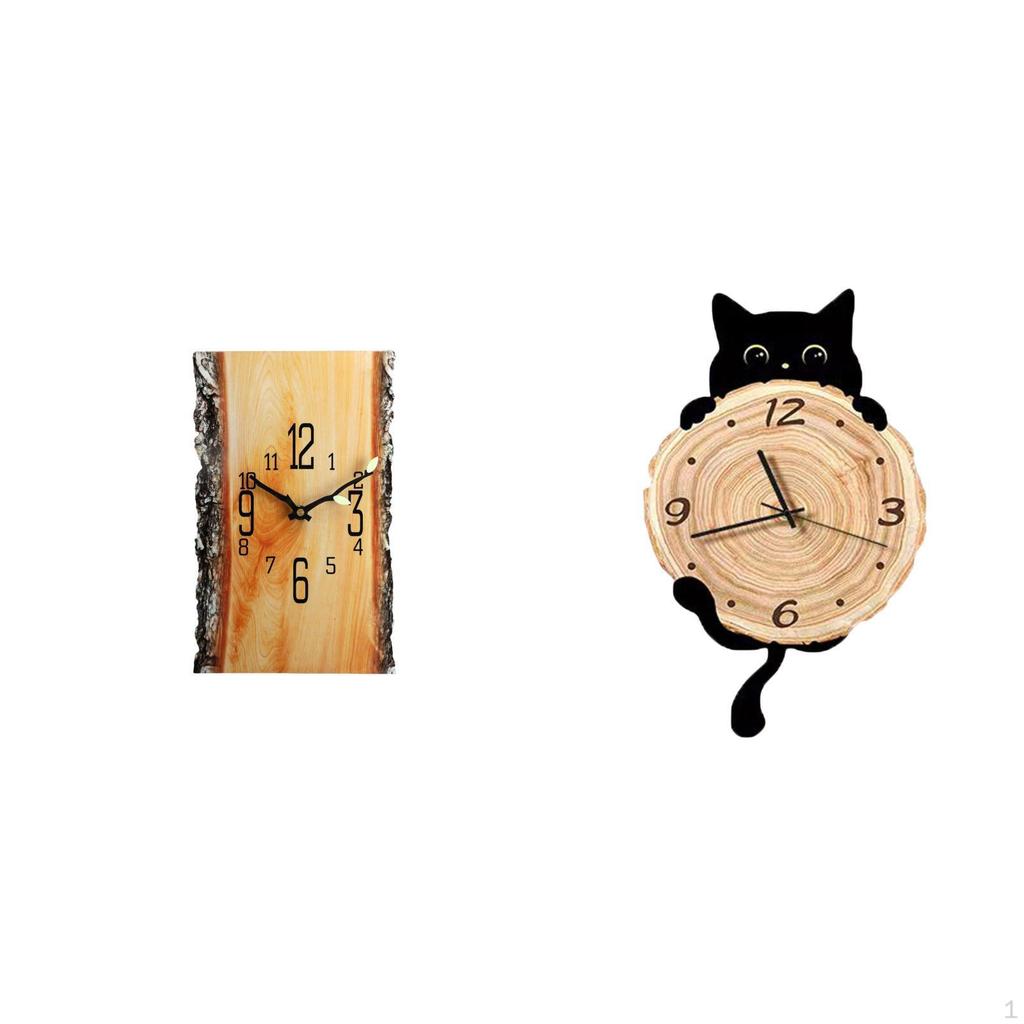 Simulated Tree Stump Wall Clock Lightweight Arabic Numerals Silent Hanging Ornament for Housewarming
