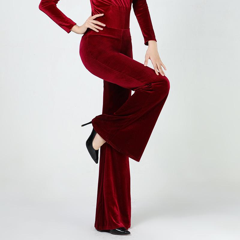 Women's Elegant Gold Velvet Slimming Practice Set for Autumn/Winter