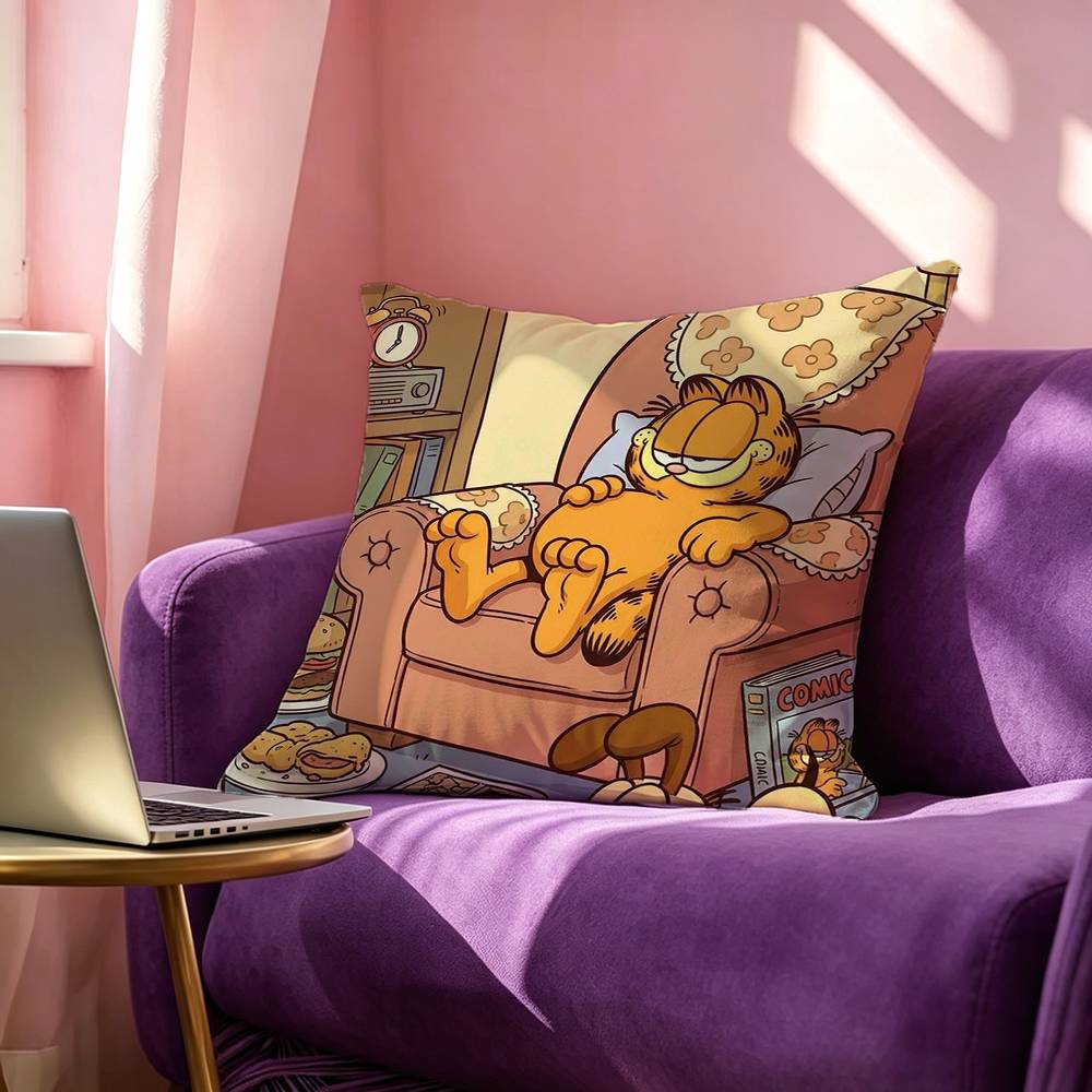 Cute Anime GGarfields Cat New Square DoubleSided printed Pillow Case Bedroom Bedside Pillow Sofa Cushion Cover